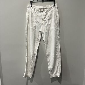 Sundance Pants Women’s 6 White Linen Straight‎ Leg Pockets Coastal Beach Resort